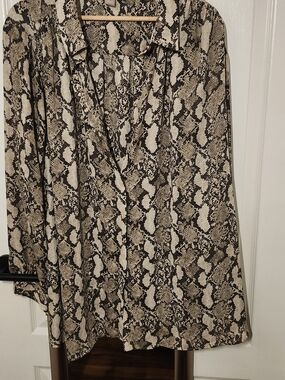 H&M Snake-Print Shirt in Beige and Black